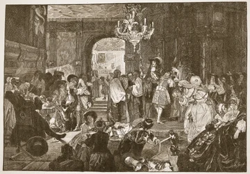 The Ante-chamber, Whitehall, During the Dying Moments of Charles II, Illustration from 